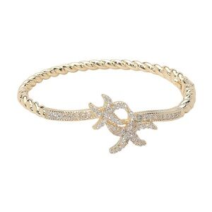 Gold Twisted Double Starfish Bracelet with Crystal Details